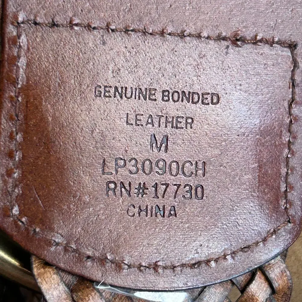 Wide Woven Leather Belt Brown Oversized Ring Buckle Boho Western Cowgirl Women M